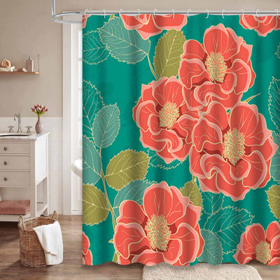 Rideau de douche à 12 crochets Floral