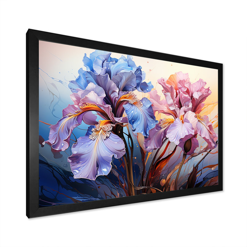 Iris Burst with Fierce Brushwork Dreamscape sur toile, H 30 po x l 40 po x P 1,5 po, Cadre simple noir