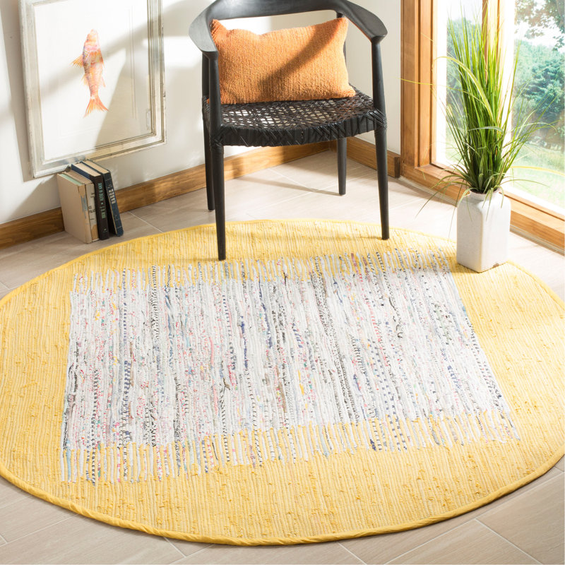 Tapis de couleur unie en coton tissé à la main Paynter, Rectangle 4 pi x 6 pi