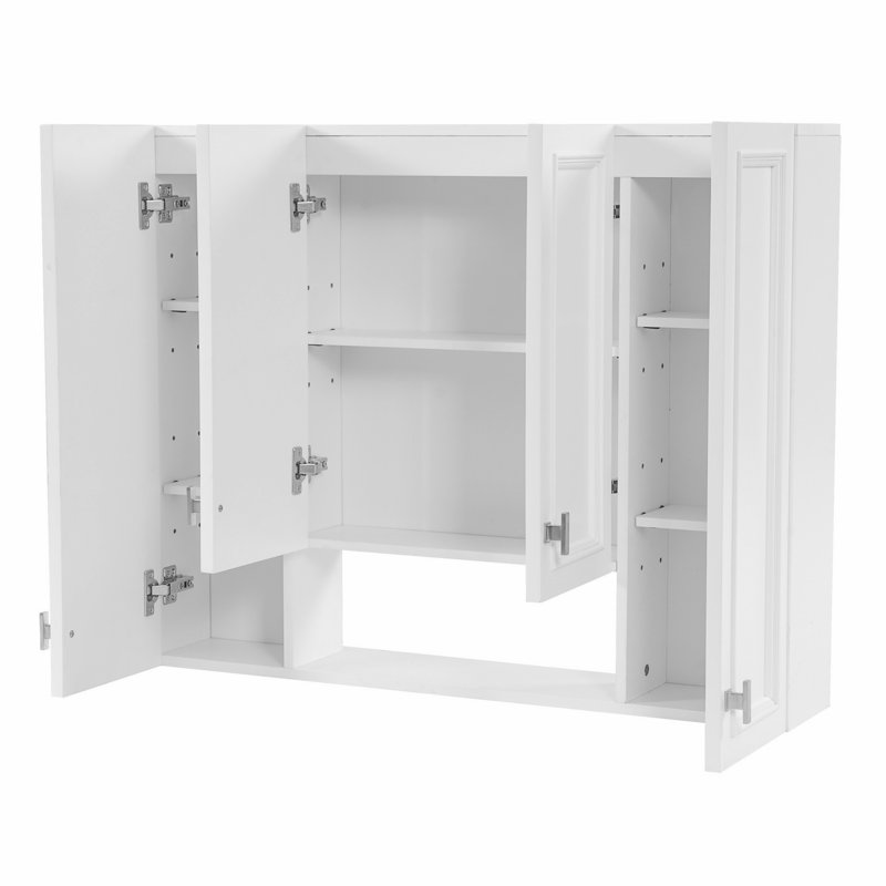 Bathroom Cabinet With 5 Adjustable Shelves, Wall-Mounted Cabinet With Soft-Closing Hinges For Bathroom