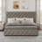 Bed Frame With Adjustable Headboard And 4 Storage Drawers, Linen Upholstered Platform Bed Frame-110095407-110095412