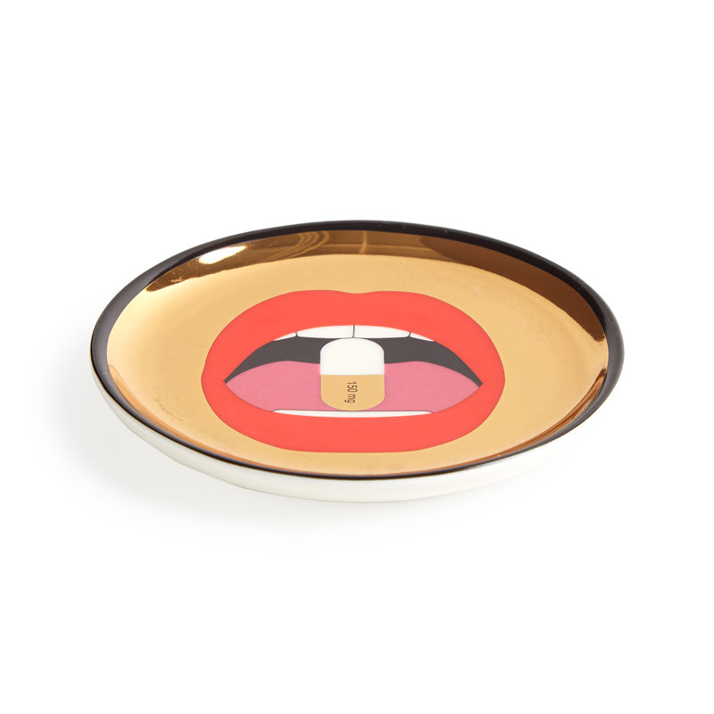 Full Dose 4" Round Ceramic Coasters with 24-Karat Gold Detail