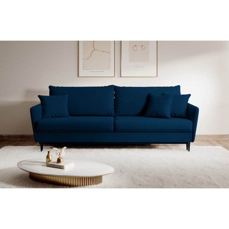 Almonor 3 Seater Velvet Sleeper, Dark Blue