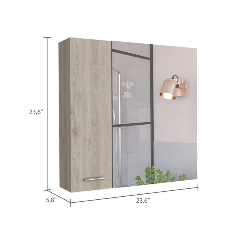 Armoire à pharmacie Sines, quatre tablettes internes, porte double, Gris