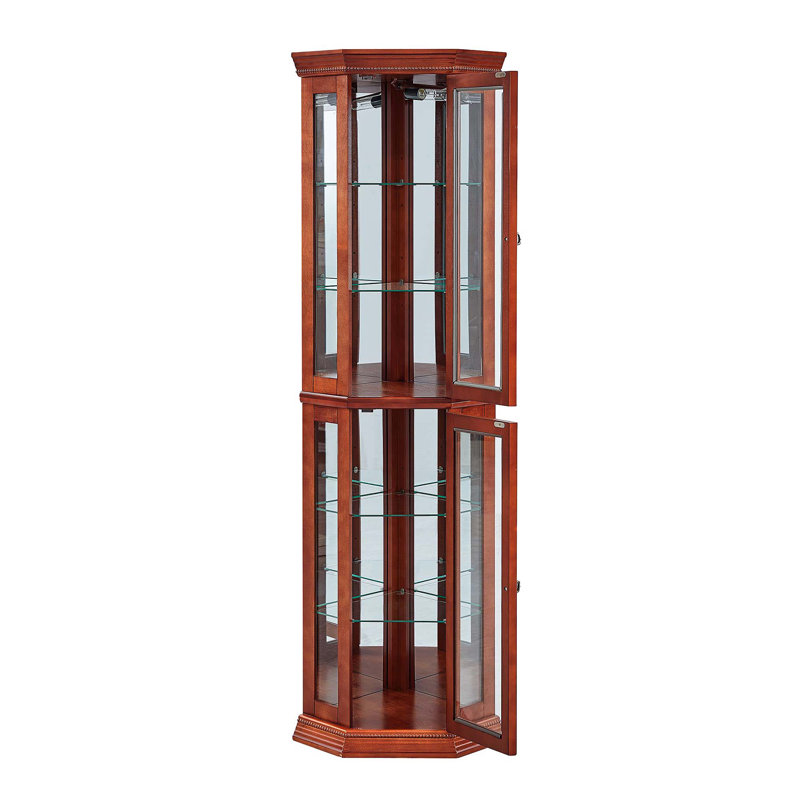Vitrine d'angle avec lumières Bilyou , Noyer
