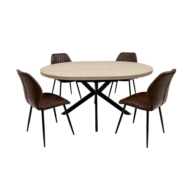 Birt Extendable Metal Base Dining Table