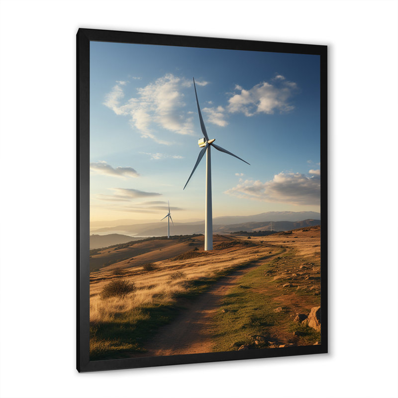 Wind Turbines Track Minimalist Motion III, reproduction d'art sur toile, H 32 po x l 24 po x P 1 po, Cadre simple noir