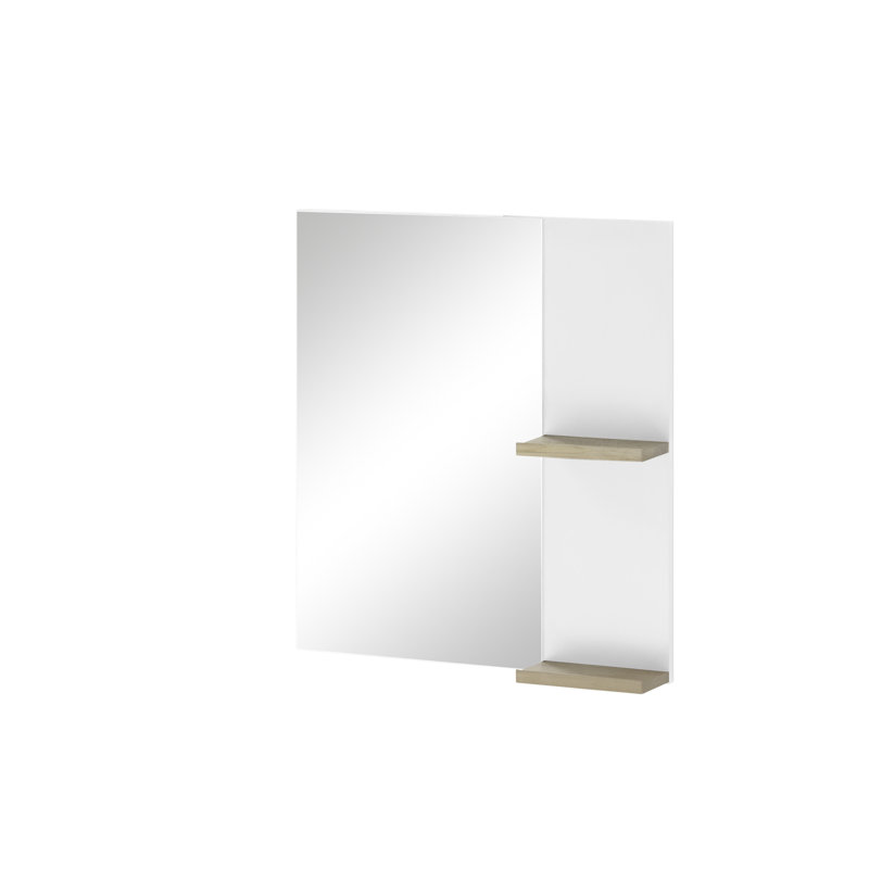 George-James Wood Flat Wall Mirror, White, 65cm H x 60cm W