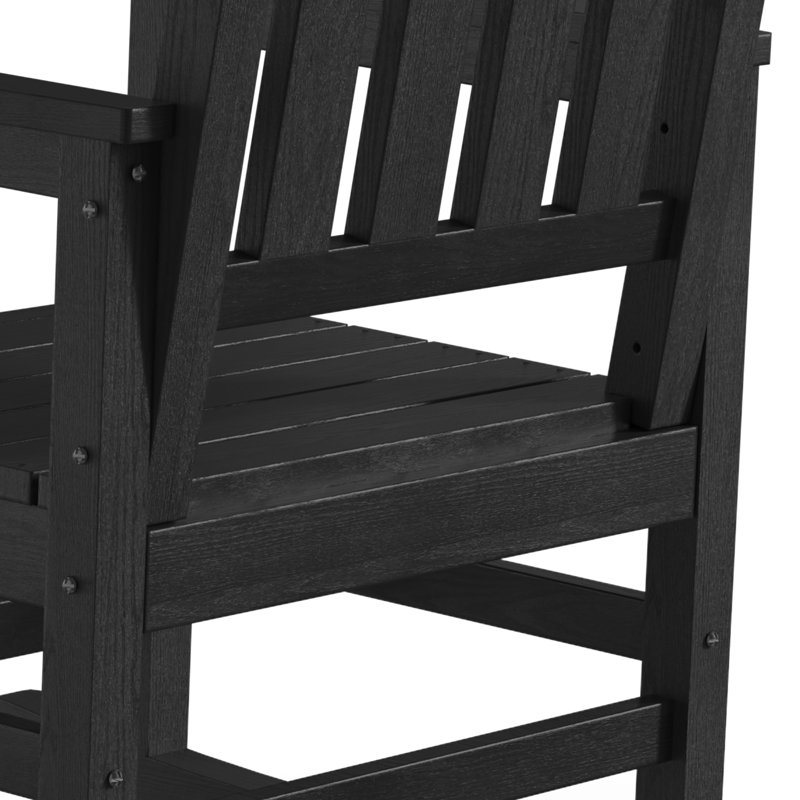 Chaise Adirondack berçante en PEHD pour l'extérieur, Noir, noir, noir, noir