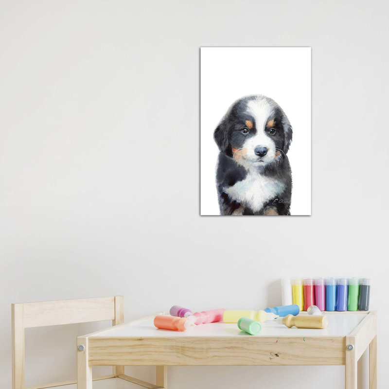 Bouvier bernois par Watercolor Luv - reproduction d'art, H 12 po x l 8 po x P 0,75 po, Toile tendue, Pas de tapis