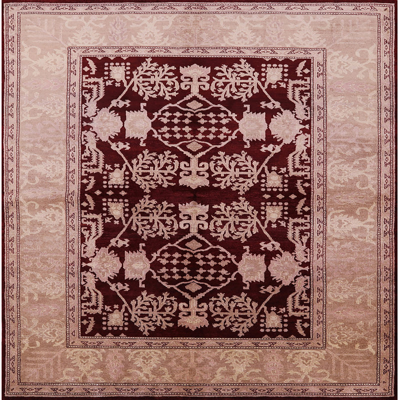Tapis oriental cramoisi / pêche Oriental, Carré 7 pi