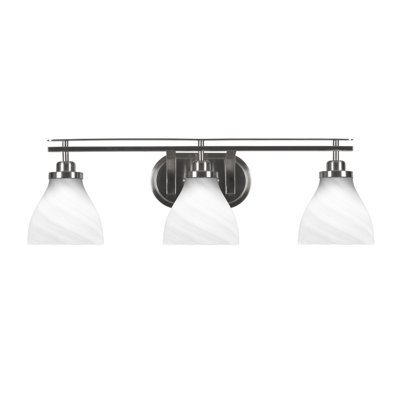 Barre d'éclairage de salle de bain 3 lumières Odyssey au fini noir mat avec verre de 6,25 po