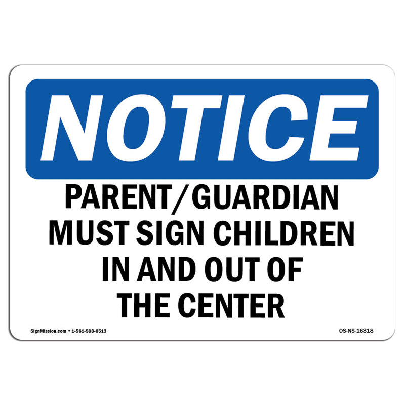 Remarquez que le parent doit garder les enfants, H 18 po x l 12 po x P 0,1 po