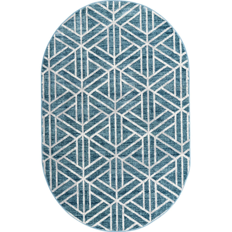 Eshin Abstract Indoor Rug, Oval 5'3" x 8'