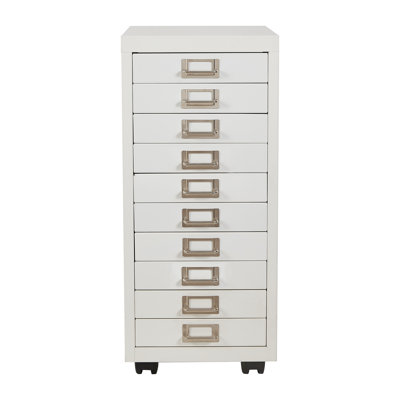 File Cabinet Mini 10 Tier Metal File Organizer Document Organizer With Wheel, For Home Office, Office Desk File, White Color by Tool Dorm