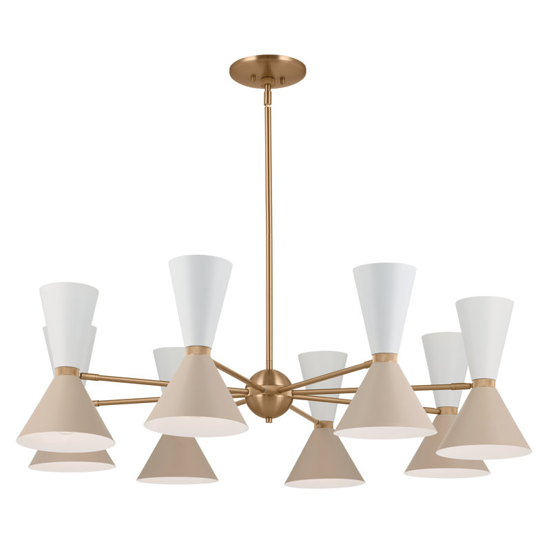 Phix 16 - Light Steel Dimmable Chandelier, Greige/White