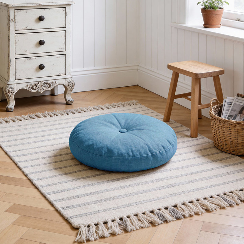 Detachable Round Floor Cushion, Blue