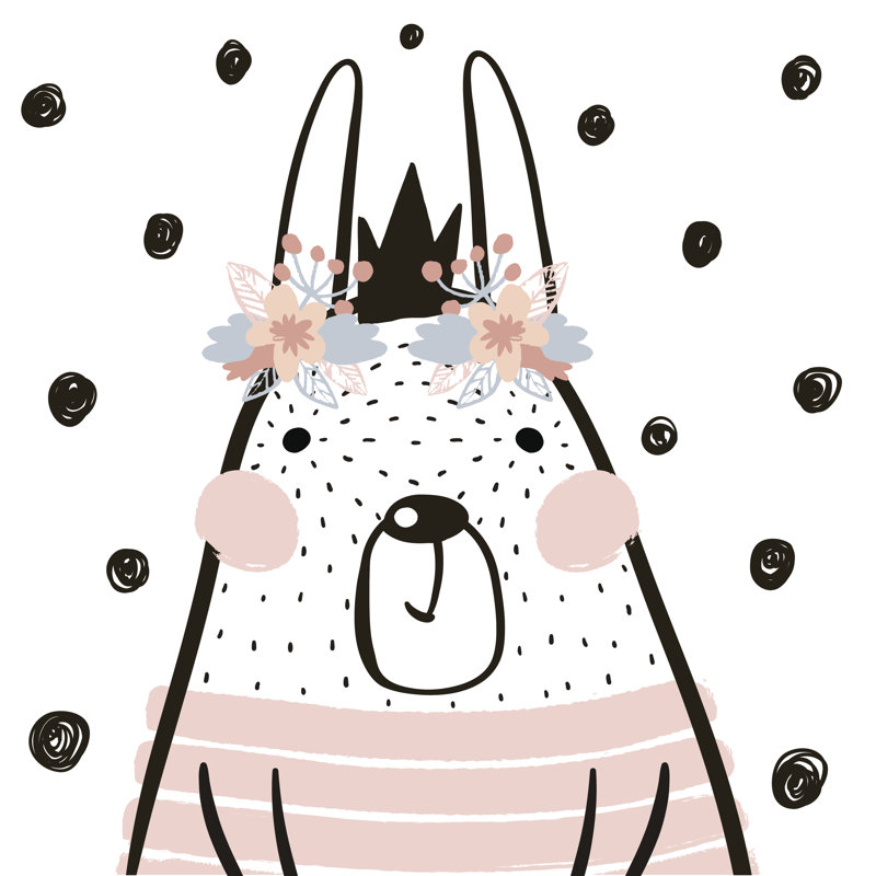 Cute Cartoon Rabbit - Wrapped Canvas Print, 91cm H x 91cm W x 3.8 cm D
