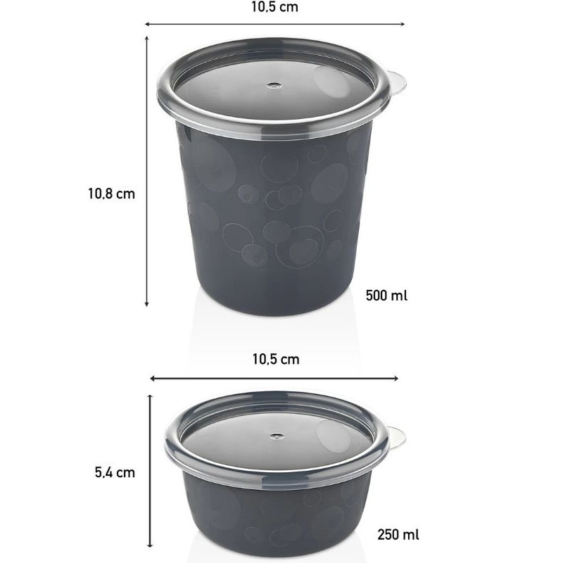 Durable Plastic Storage Box Set (12 Pieces) | Anthracite Color | 4 Pieces: 4.1 x 4.3 inches (500 ml), 8 Pieces: 4.1 x 2.1 inches (250 ml) | 100% Dishwasher Safe | Ideal for Organizing Home & Office Spaces