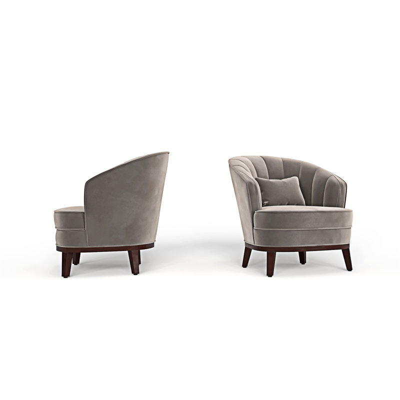 Chaise d'appoint rembourrée demi-tonneau, Gris
