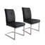 Ensemble de deux chaises d'appoint noires et argentées en similicuir-947560403