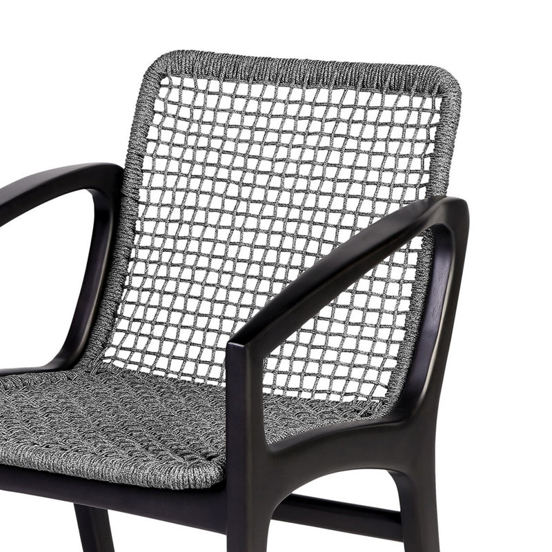 Chaise de patio Jean Eucalyptus, Noir, gris