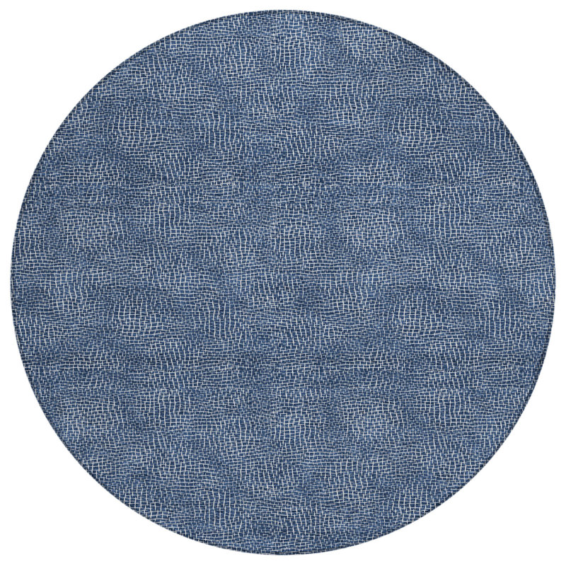 Tapis rond lavable intérieur / extérieur bleu marine 8 pi