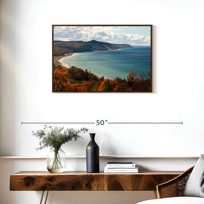 Dunes du lac Michigan, Cadre flottant noyer, 46 po x 31 po