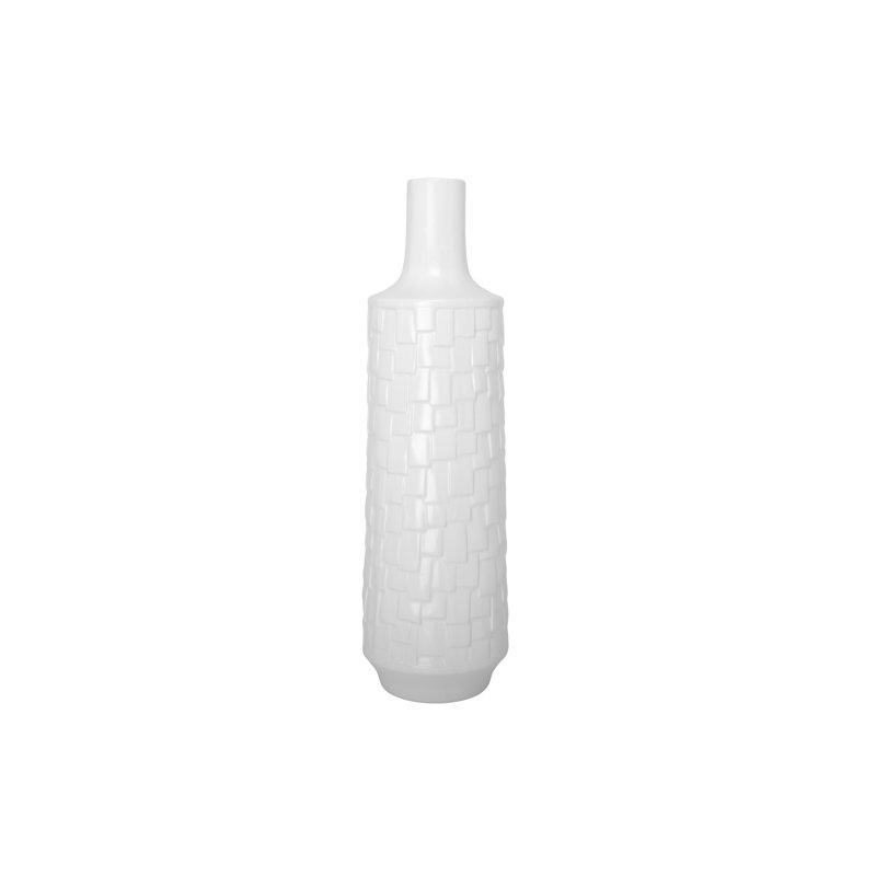 Vase en céramique blanc mat, H 24 po x l 7,25 po x P 7,25 po