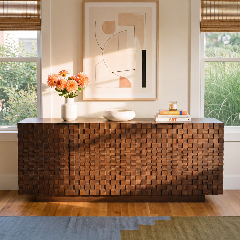 Givens 75" Carved Wood Sideboard