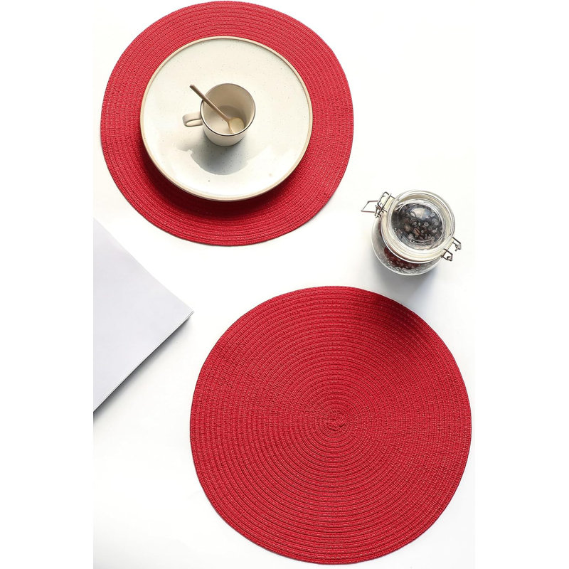 Ensemble de 6 napperons ronds tressés rouges