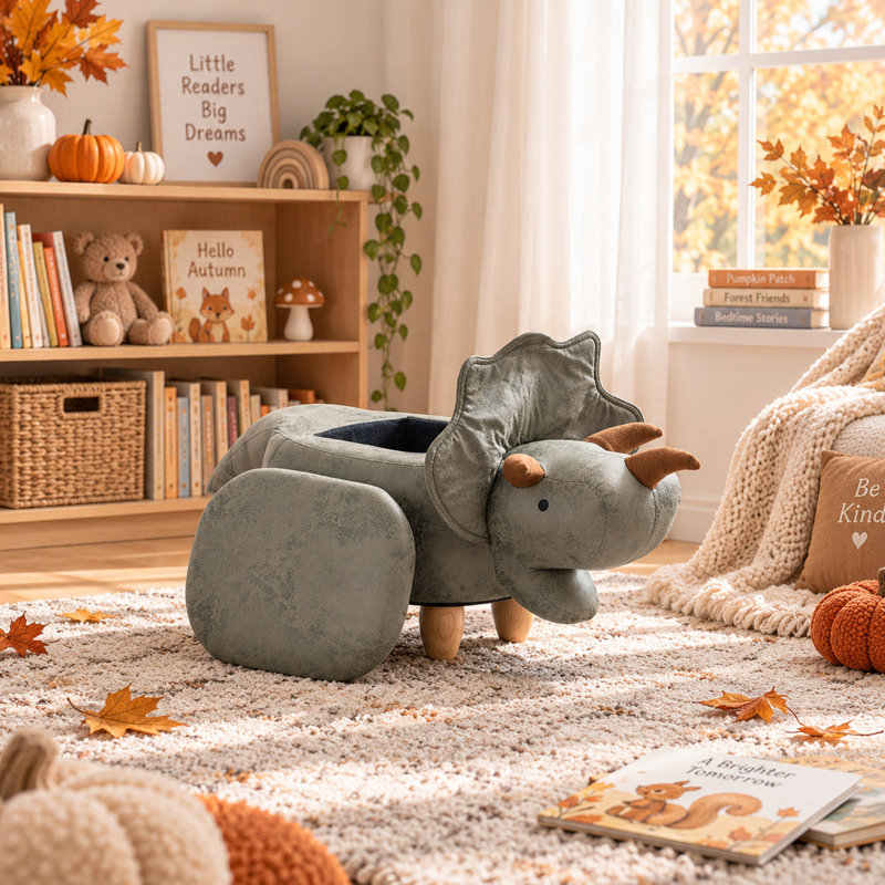 Upholstered Fabric Storage Footstool