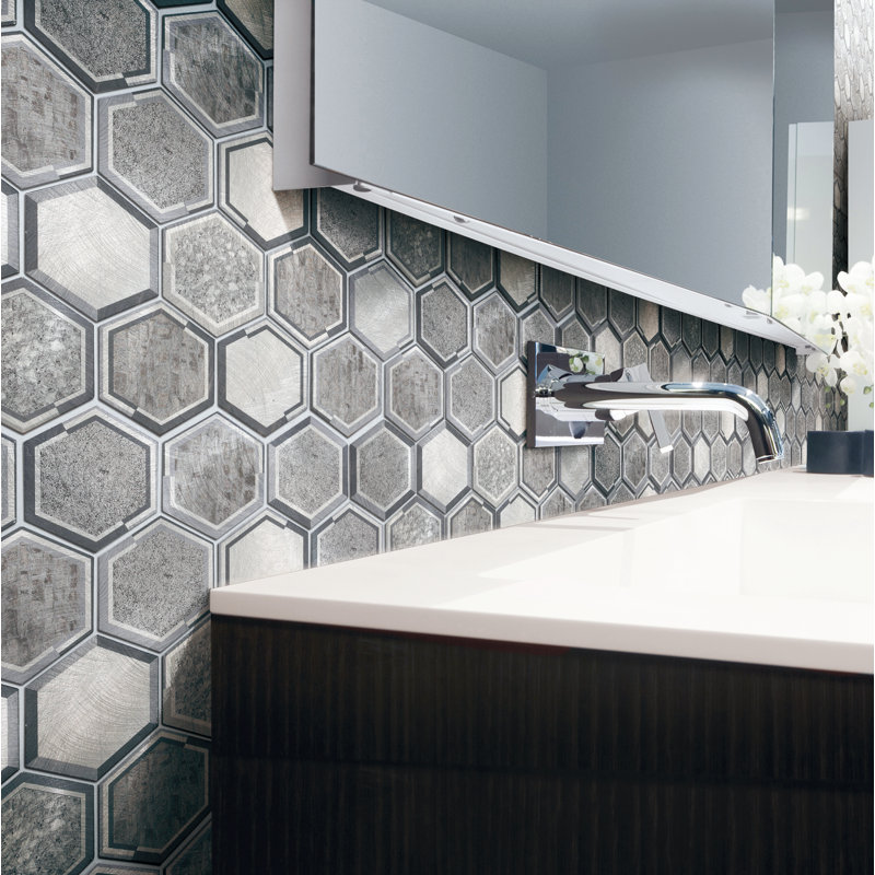 3" x 3" Metal Honeycomb Mosaic Tile