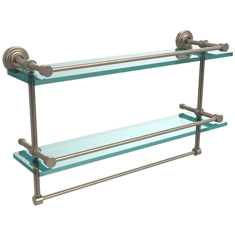 Beresford 2 Piece Tiered Shelf with Towel Bar, Antique Pewter, 12" H x 22" W x 5" D