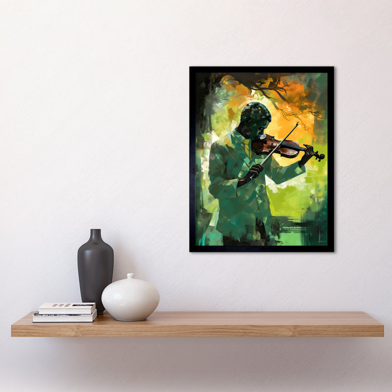Lambalot Jazz Violin Player Playing Violin Under A Tree - Single Picture Frame Print
