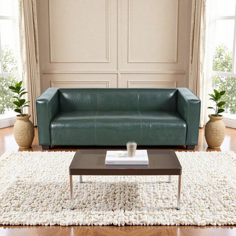 Élégant canapé tuxedo vert à 3 places - Style contemporain avec pieds en bois de bouleau pour les salons modernes, Vert