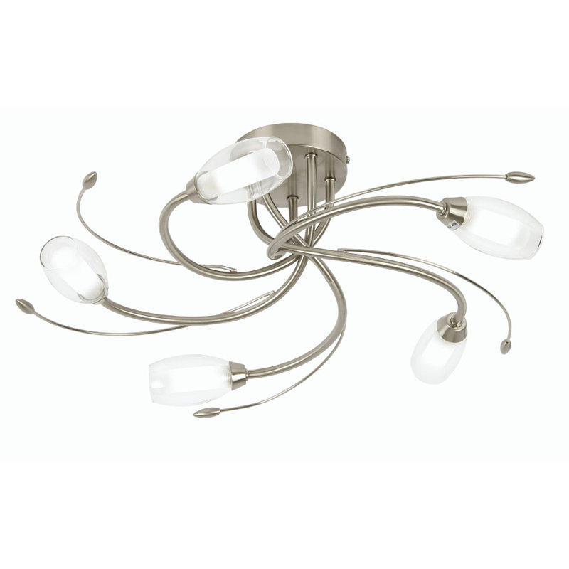 Newland Glass Semi Flush Mount, Chrome