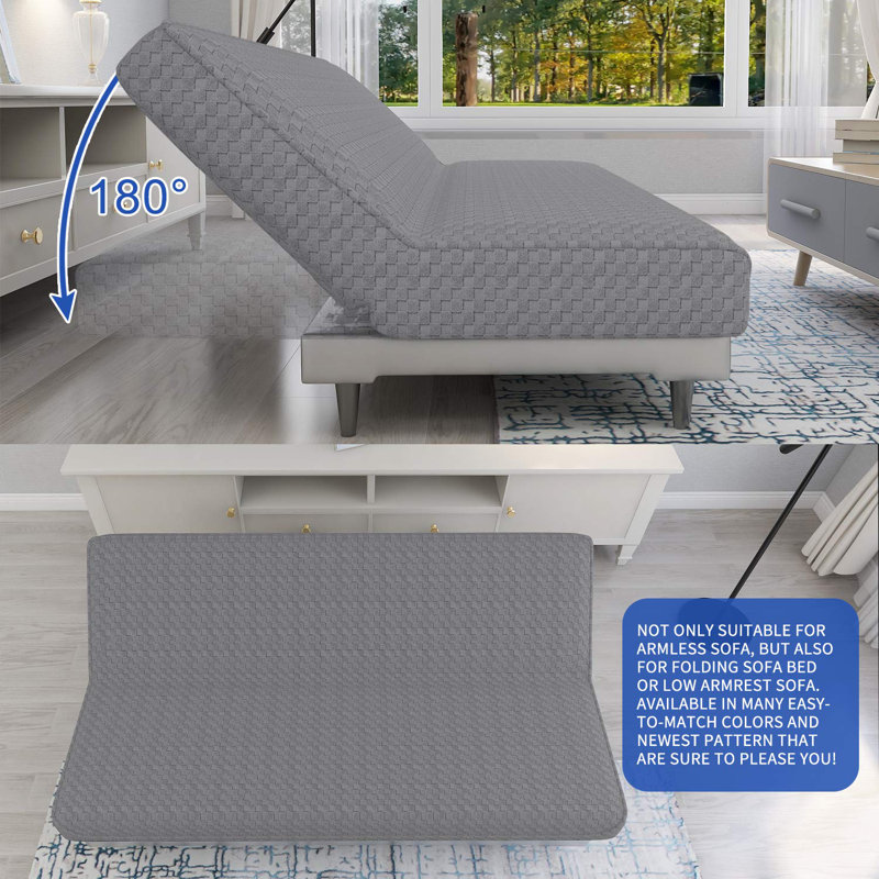 Housse de protection pour canapé sans accoudoirs extensible Jacquard