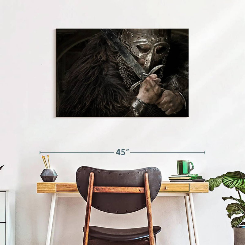 Mait Sword Wielding Viking Warrior, 24'' H x 36'' W