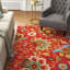 Tapis rouge / vert / beige en laine touffeté à la main Schupple-40792121