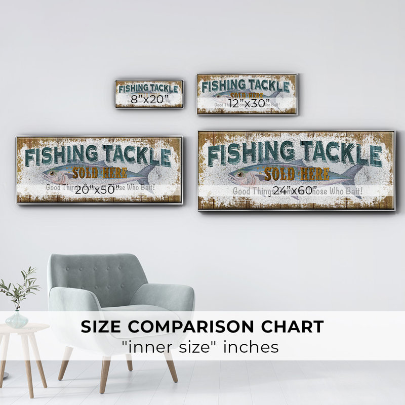 Fishing Tackle- Framed Canvas, 8" H x 20" W