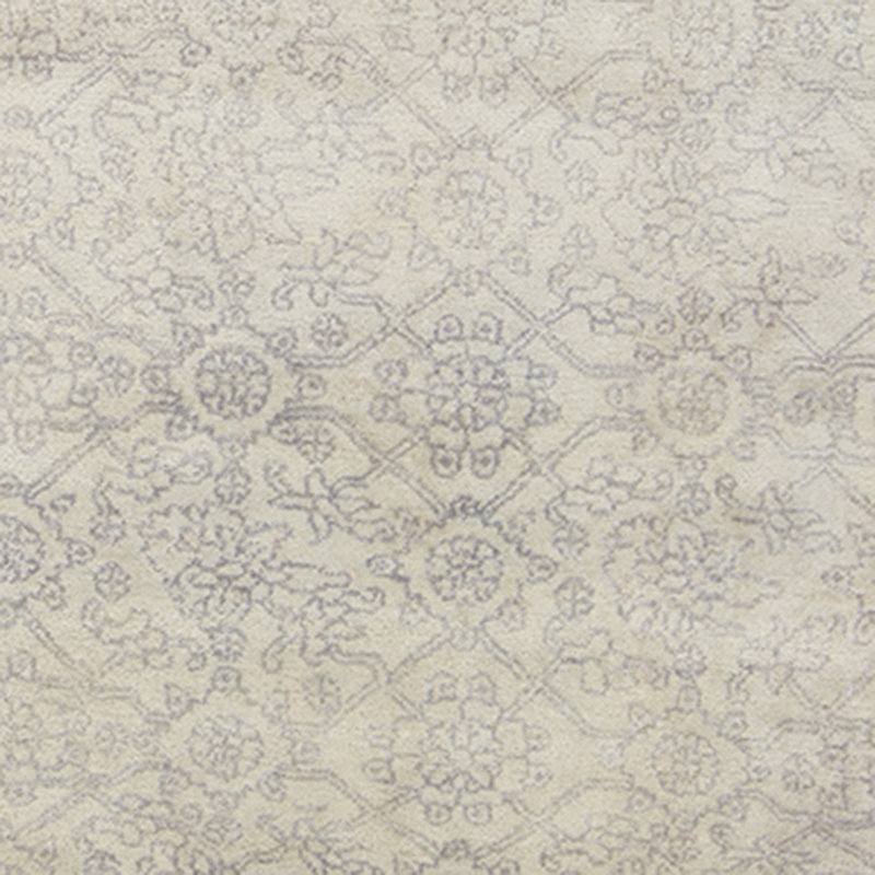 Tapis décoratif gris en laine noué à la main, Rectangle 2 pi x 3 pi