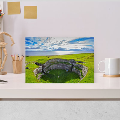 Elevated View Of Carn Liath An Iron Age Broch With Moray Firth In The Background, Near Golspie, Scottish Highlands, Scotland Abstract Contemporary ...