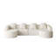 Canapé modulaire incurvé modulaire en L de 111,8 po - Litchi en polyester texturé à poils longs avec méridienne très large et dossier arrondi, mobilier de salon blanc moderne-1367391982