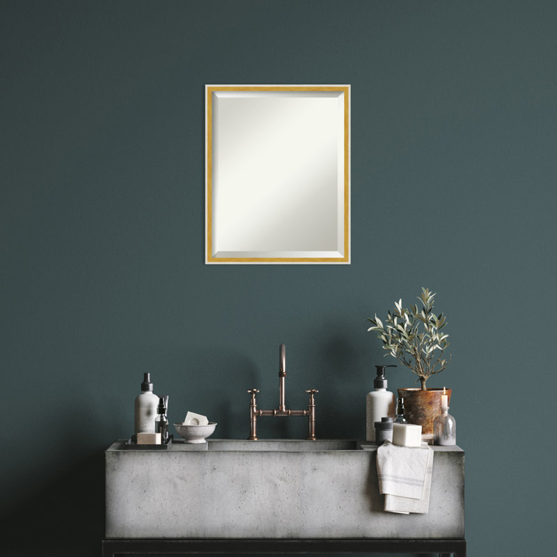 Miroir mural Jermani, Blanc / doré, Rectangle, 25 po x 19 po