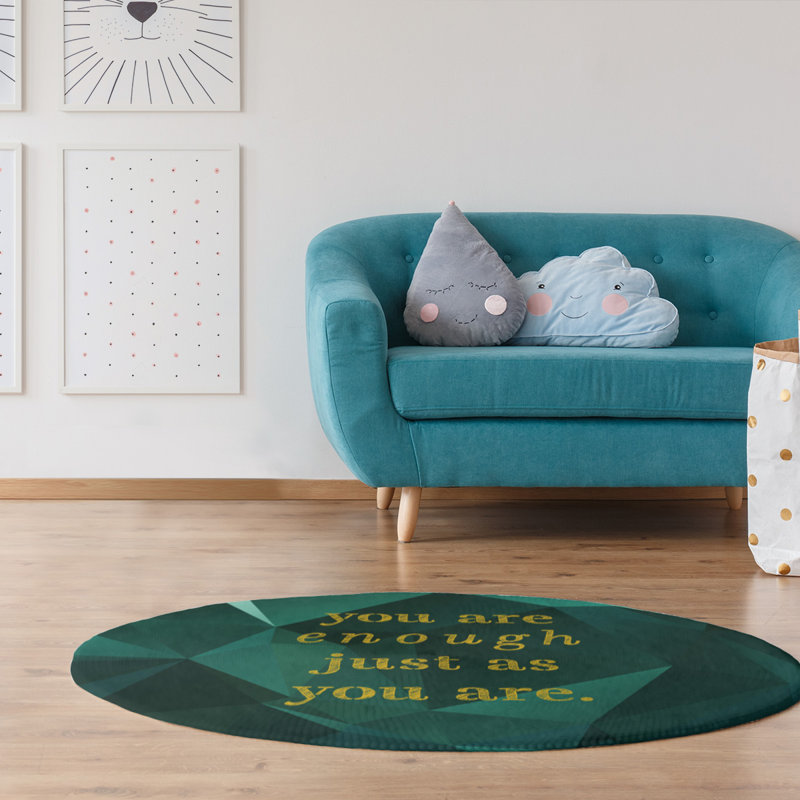 Faux gemme vous êtes assez tapis poly-chenille, Rond 5 pi