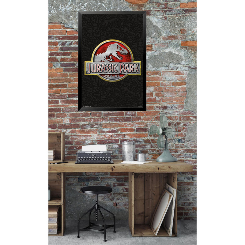 «Jurassic Park», reproduction d'impression sur papier, Papier encadré noir, H 36,5 po x l 24,75 po x P 1 po