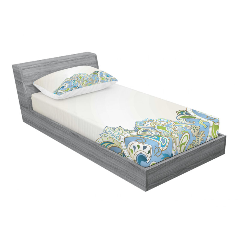 Ensemble de draps à motif floral, Ensemble de draps pour lit simple avec drap-housse