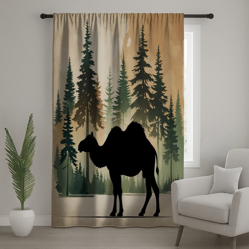 Rideaux de fenêtre Camel In Forest, Blocage, 50 po x 92 po - 1 panneau