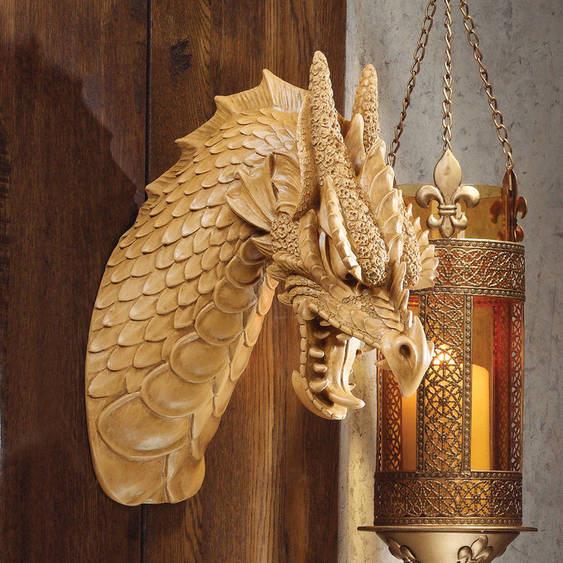 Sculpture murale Tête de bête dragon